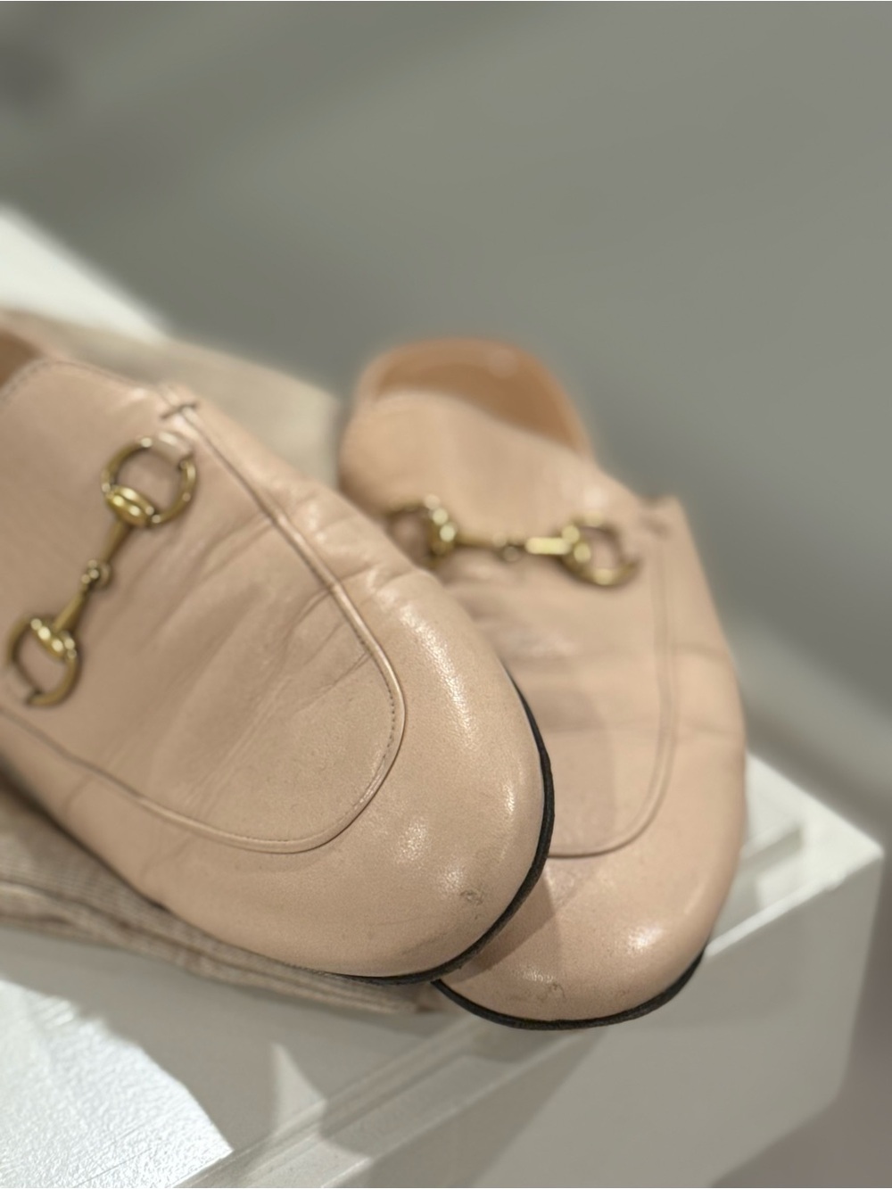 Gucci Peach Leather Backless Horsebit Loafers - Picture 5 of 9